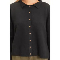 Button-Up Collared Sweater Cardigan
