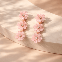 3 flower CZ Center Earring - Chandeliers Boutique ny