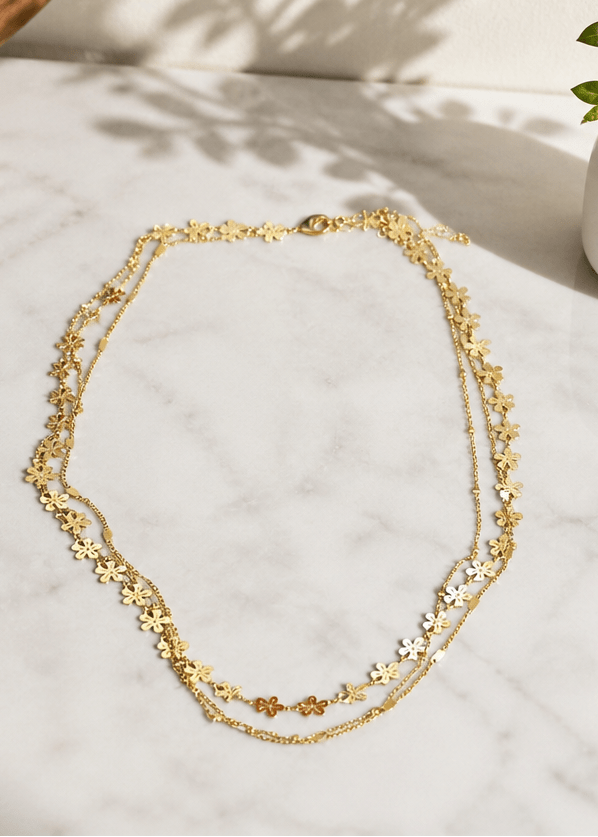 3 layer Tiny Flower Necklace - Chandeliers Boutique ny