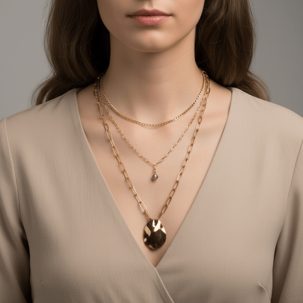 3 layer with cz/Hammered disk - Chandeliers Boutique ny