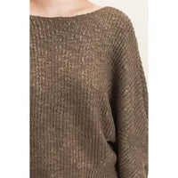 Ribbed Boat Neck Sweater