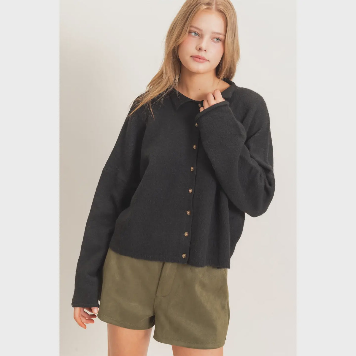 Button-Up Collared Sweater Cardigan