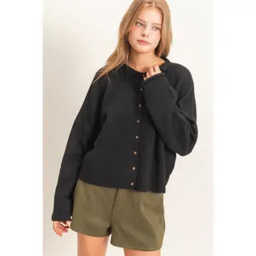 Button-Up Collared Sweater Cardigan