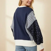Mixed Print Oversized Knit Sweatshirt