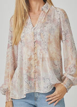 Pintuck Print Blouse