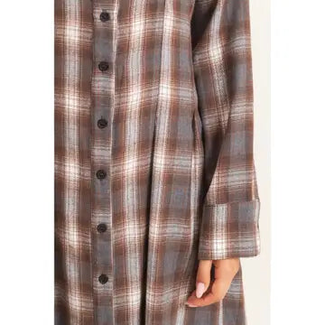 Plaid Button-Down Maxi Dress