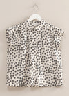 Ditsy Floral Print Cap Sleeve Shirt