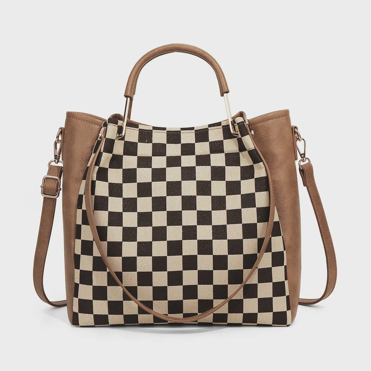 Pu Checkered Handbag Tote Crossbody