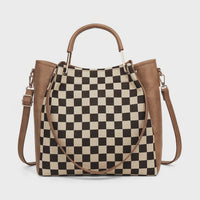 Pu Checkered Handbag Tote Crossbody