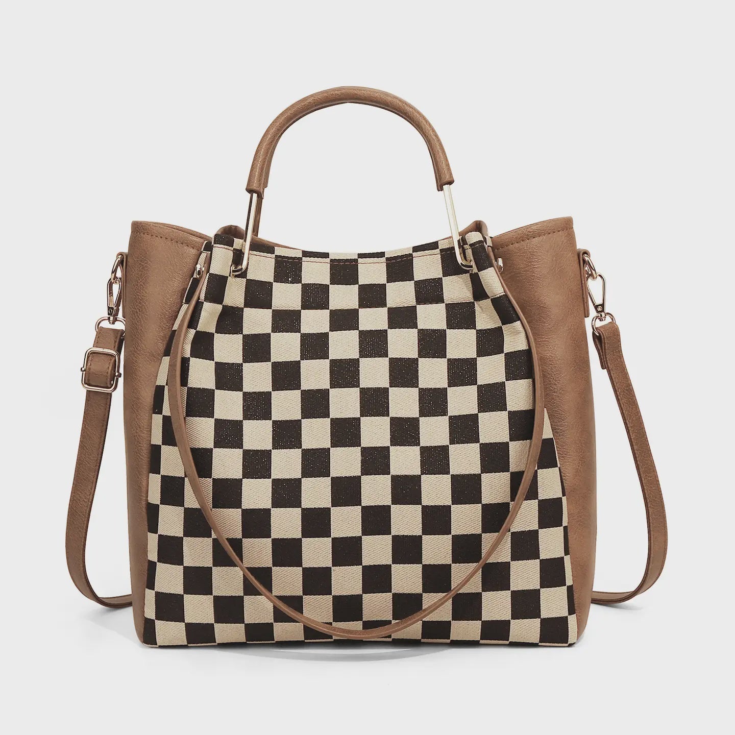 Pu Checkered Handbag Tote Crossbody