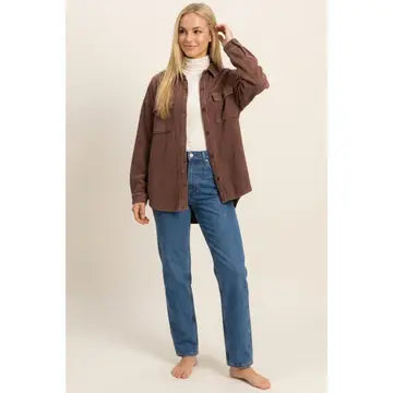 Mineral Wash Waffle Knit Button-Up Shacket