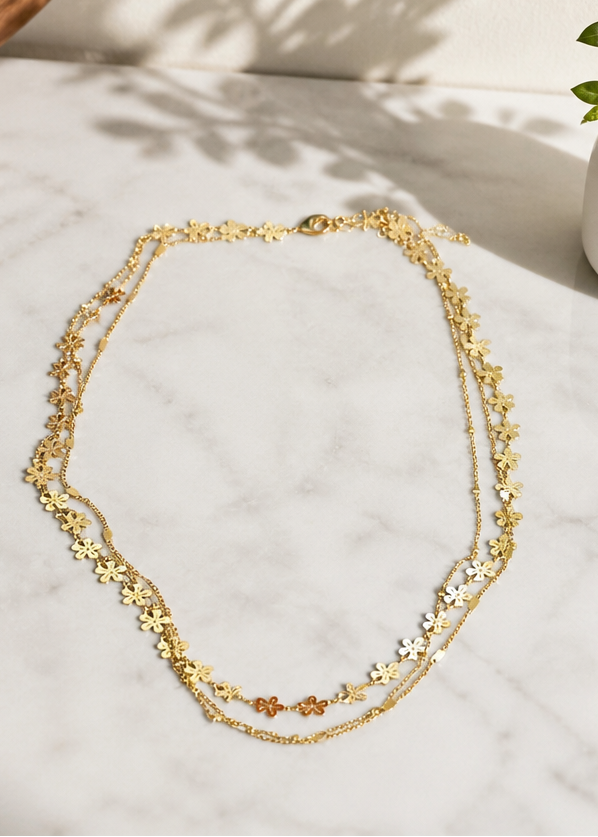 3 layer Tiny Flower Necklace