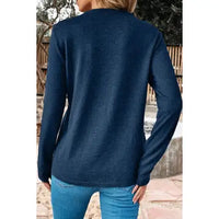 Solid Exposed Seam Crew Neck Long Sleeve