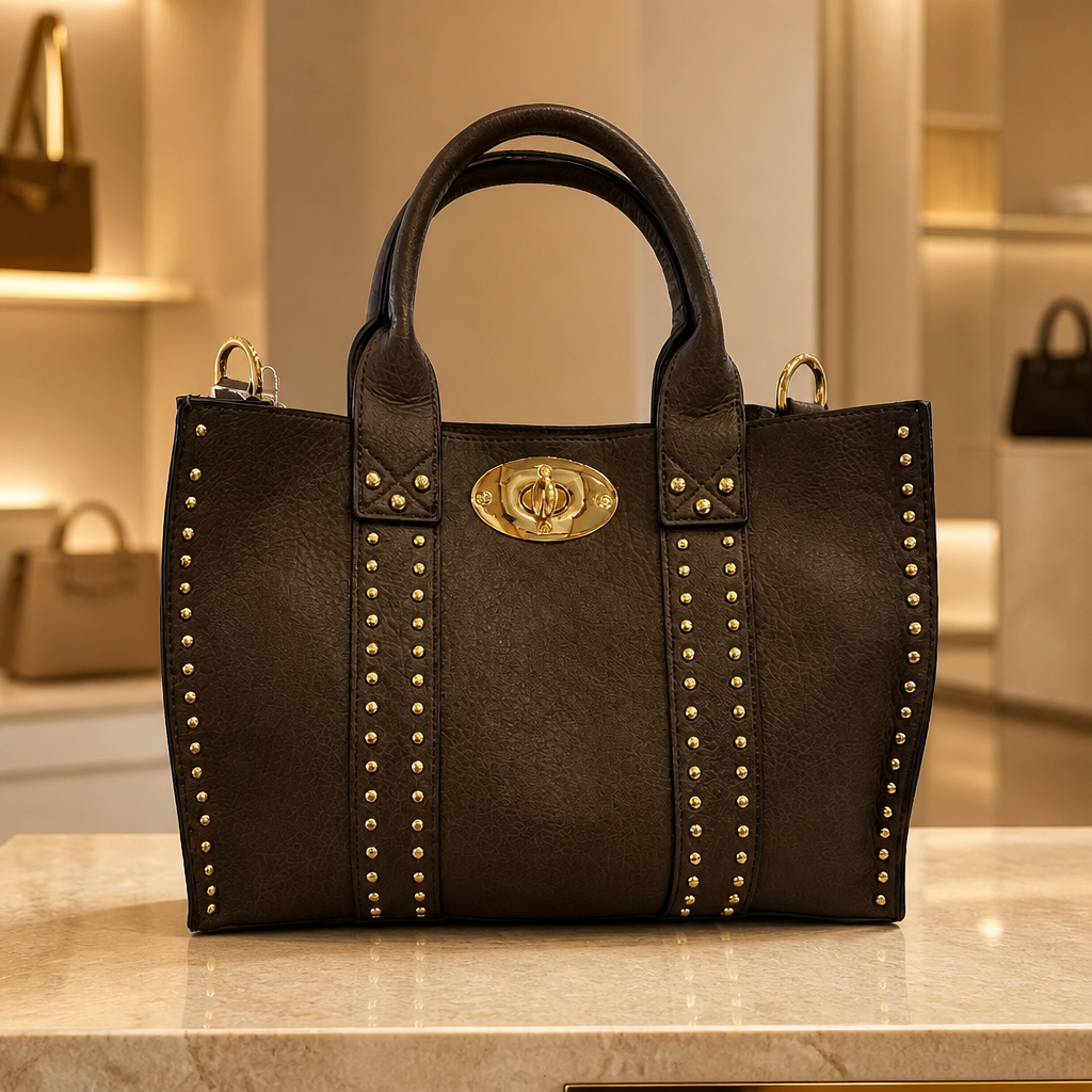 Square gold stud bag