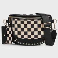 Rivet Checked Bum Bag Crossbody with Pouch