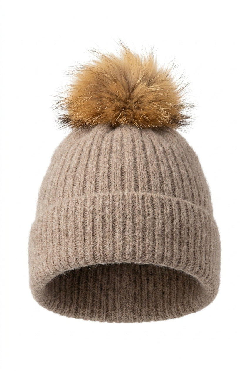 Real Fur Pom Pom Hat