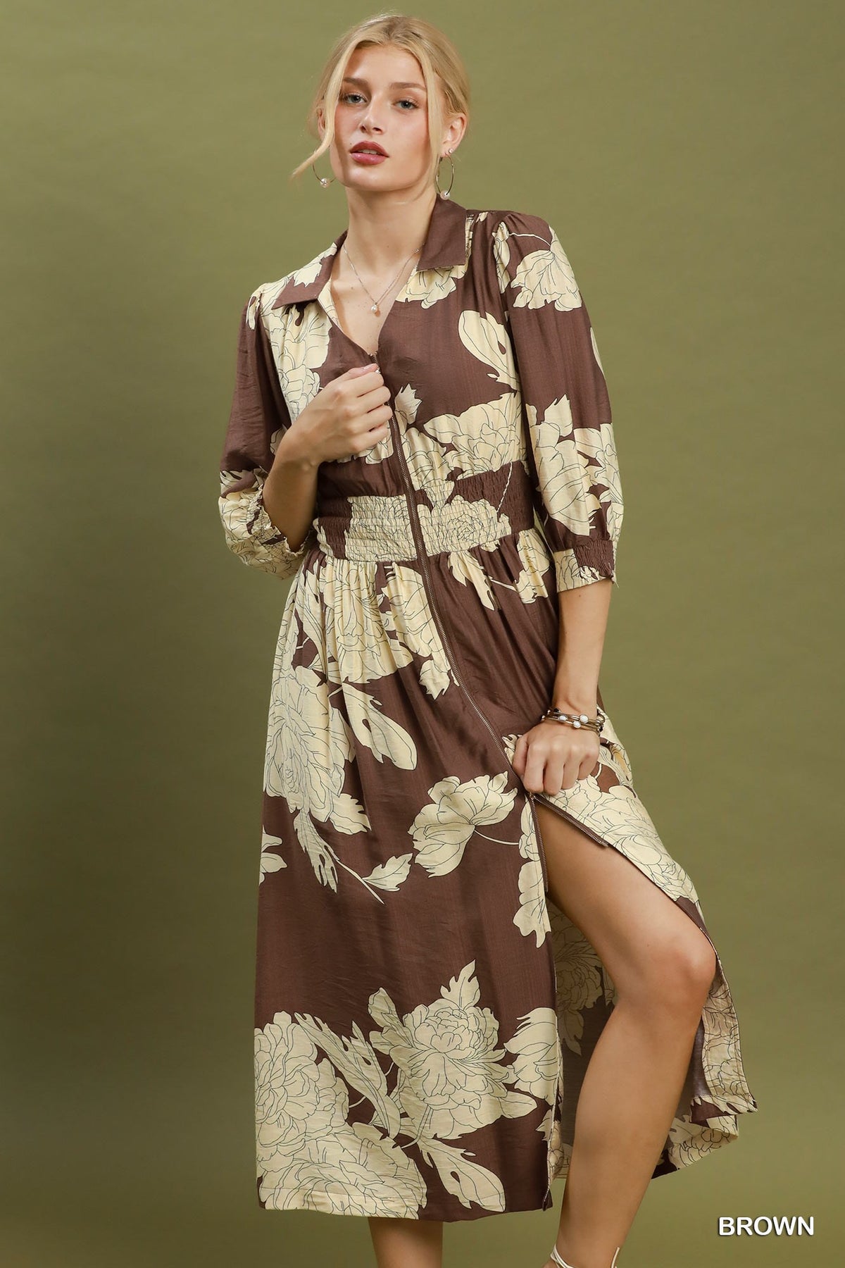 Puff Sleeve Midi Dress