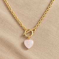Rose Quartz Small Heart Necklace