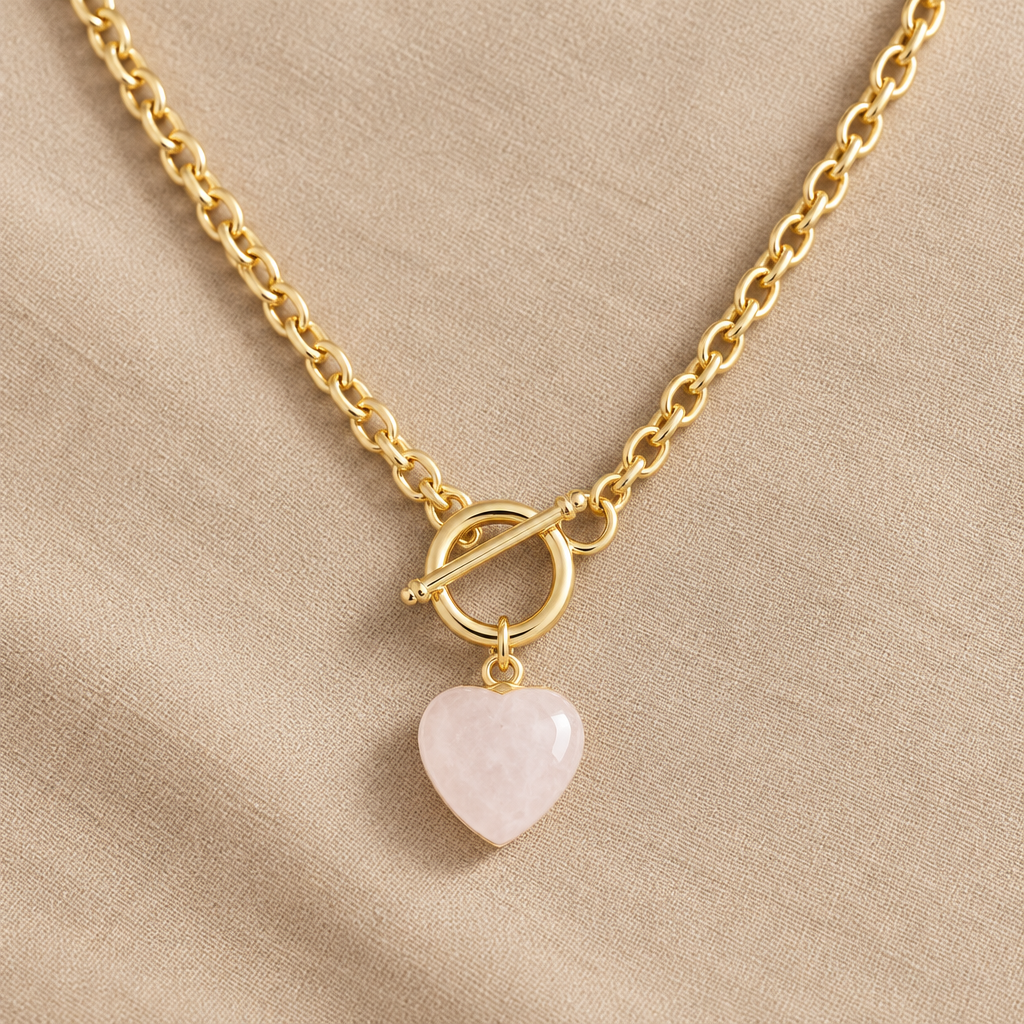 Rose Quartz Small Heart Necklace