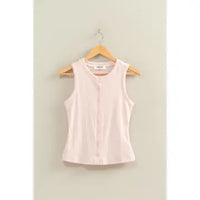 Ribbed Button Front Tank Top
