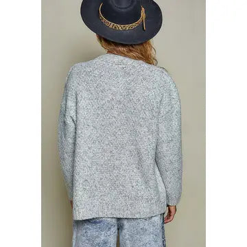 Cable Knit Relaxed Fit V Neck Button Cardigan