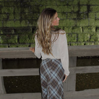 Side Slit Tartan Plaid Maxi Skirt