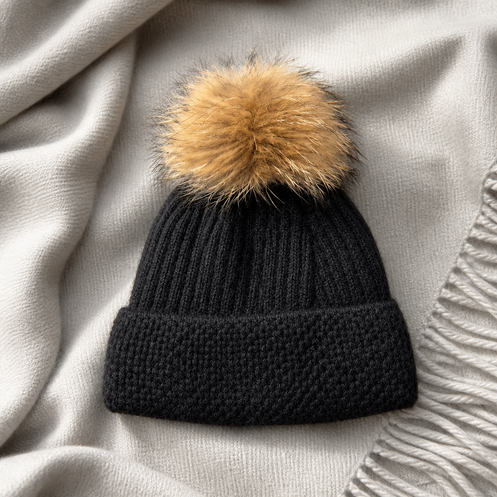 Real Fur Pom Pom Hat