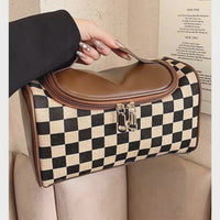 Pu Checkered Makeup Bag Plaid Cosmetic Bag