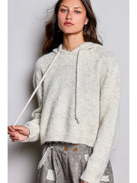 Cropped Drawstring Hoodie