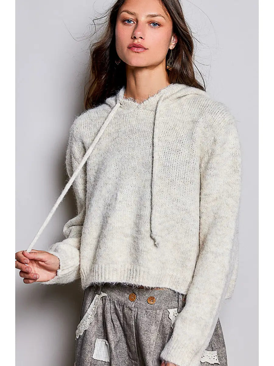 Cropped Drawstring Hoodie