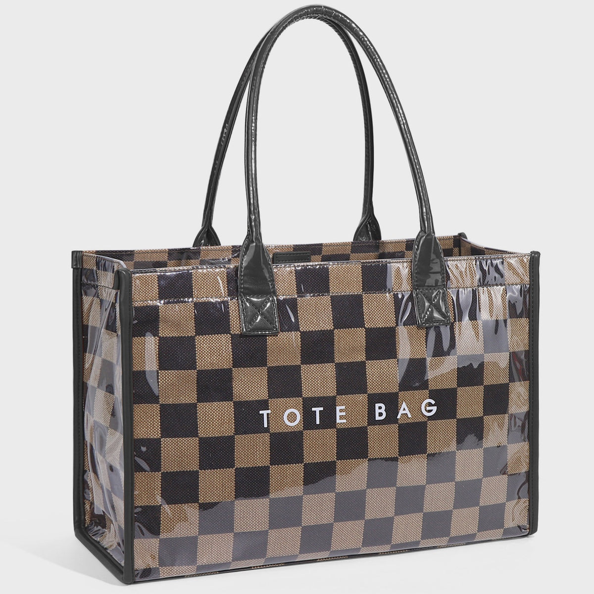 Checkered Tote Bag Pvc Shoulder Bag