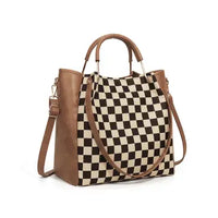 Pu Checkered Handbag Tote Crossbody