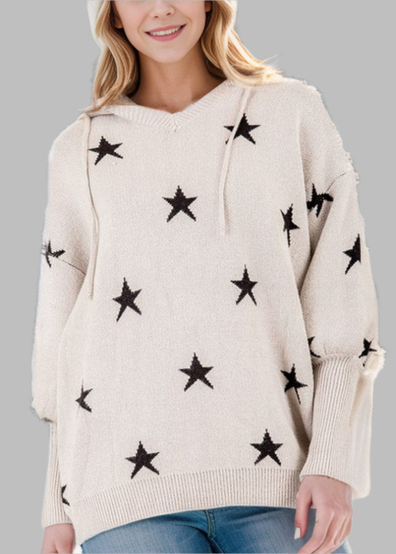 V Neck Star Hoodie