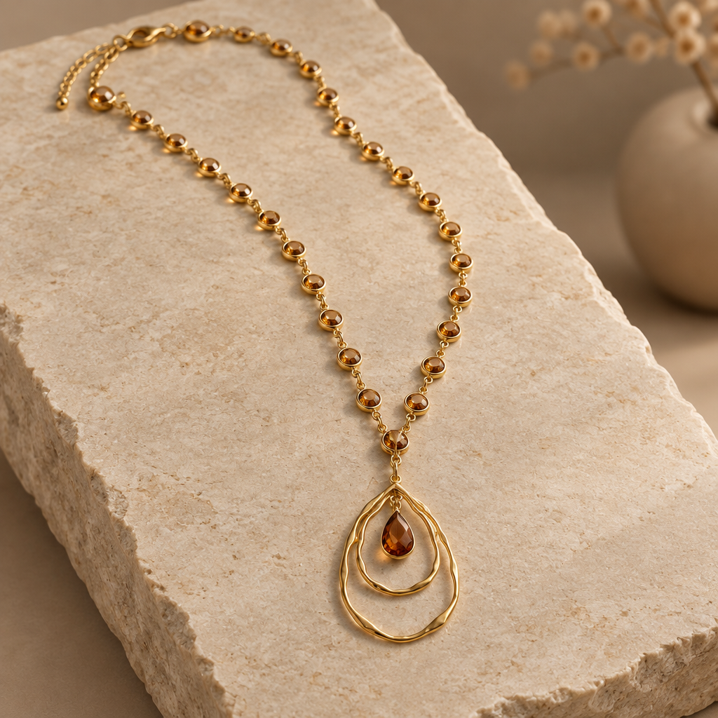 Gem Teardrop Necklace