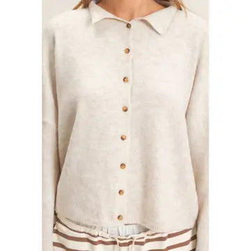Button-Up Collared Sweater Cardigan