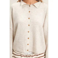Button-Up Collared Sweater Cardigan