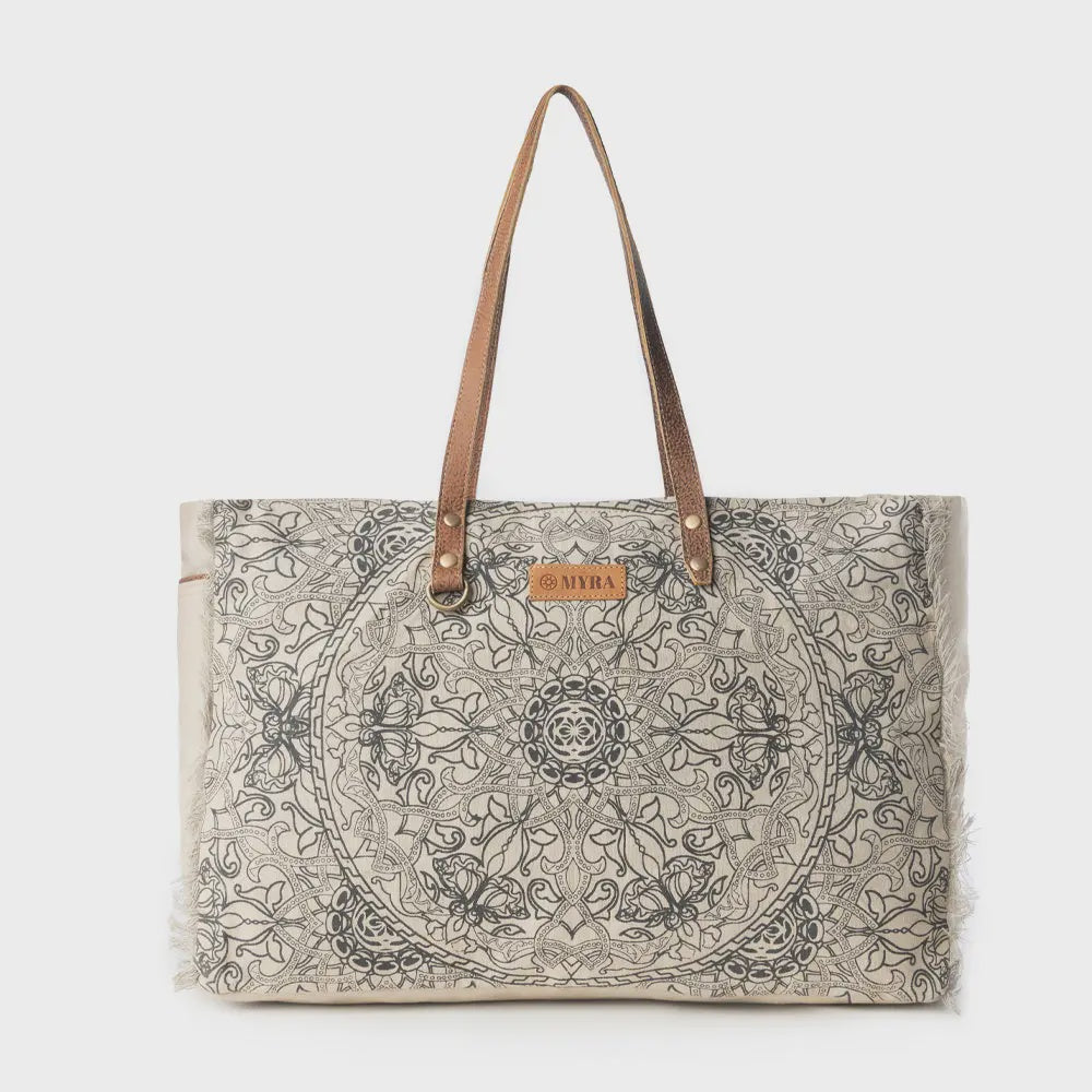 Wildmandala Weekender Bag In Ivory W Vintage Print