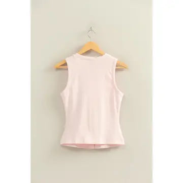 Ribbed Button Front Tank Top