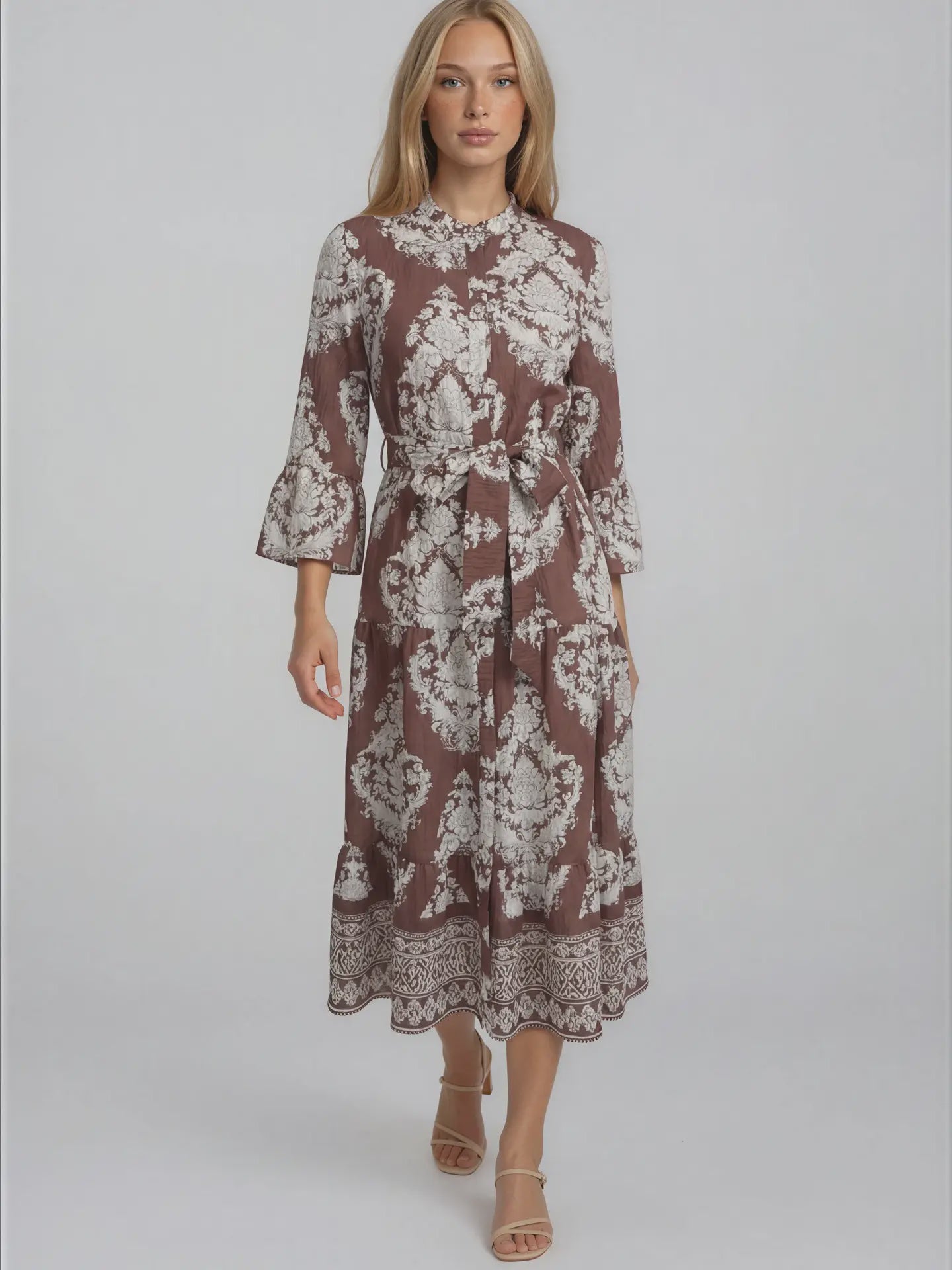 Belted Maxi Dress-Cream Mousse