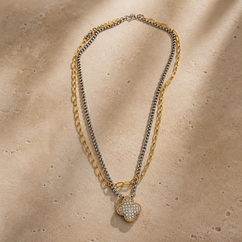 Double Strand Clover Necklace