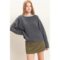 Relaxed Wide Neck Knit Sweater