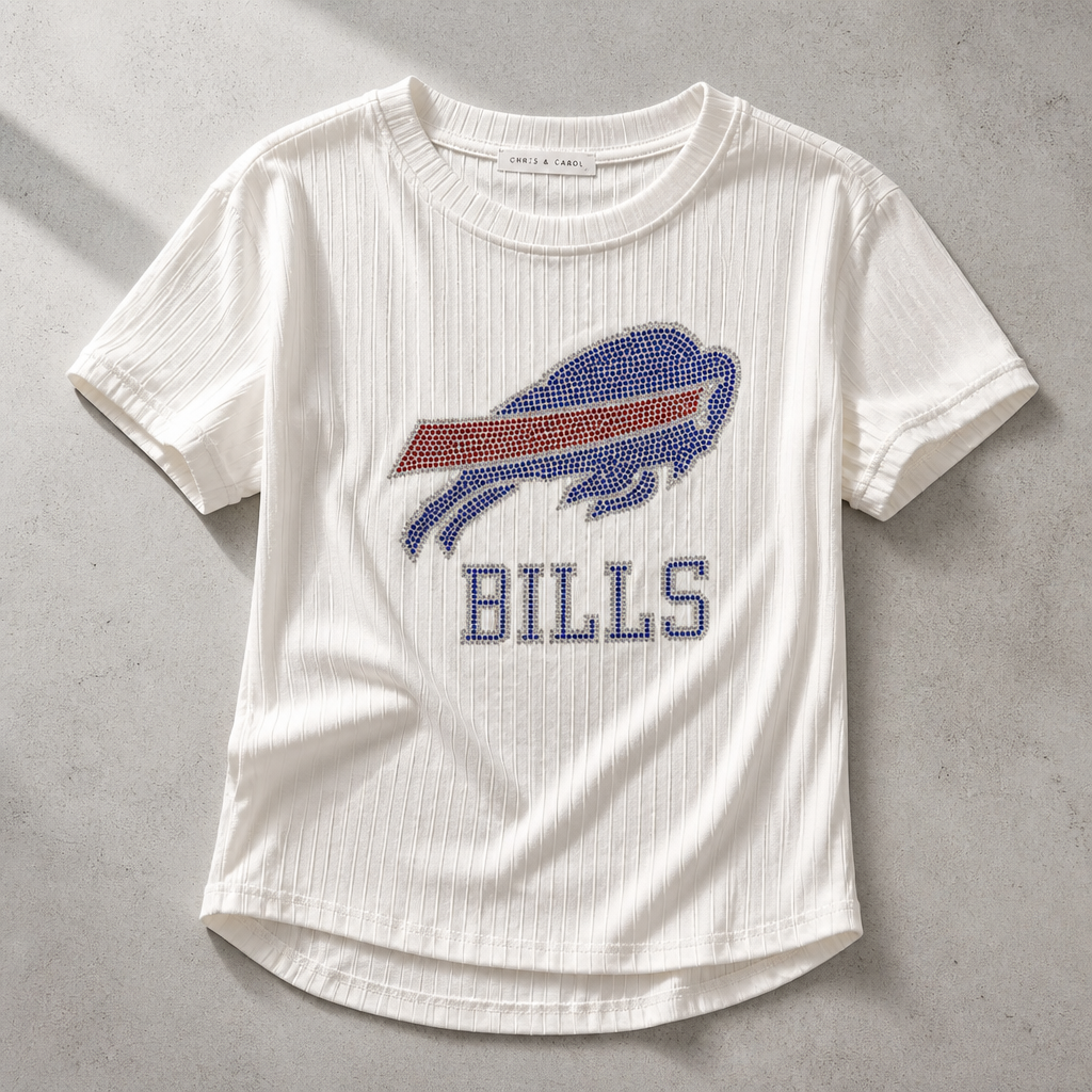 SS Ribbed Rhinestone Tee