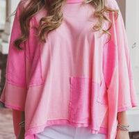 Color Block Patchwork Sleeve Loose Top