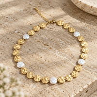 Disk and Pearl Necklace