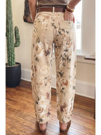 66 Western Retro Floral Print Relaxed Barrel