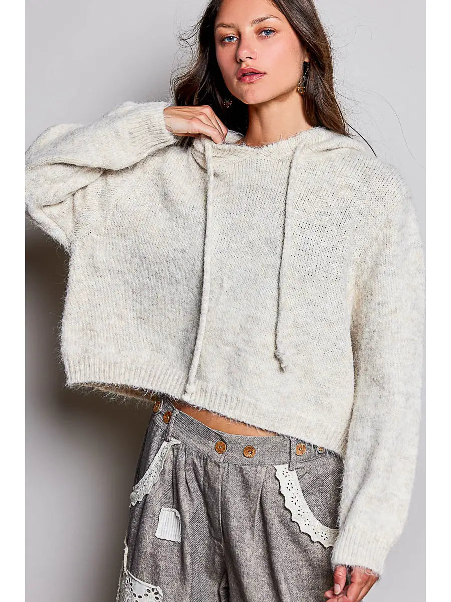 Cropped Drawstring Hoodie