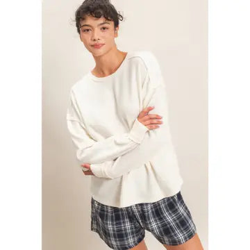 Raw Edge Waffle Sweatshirt