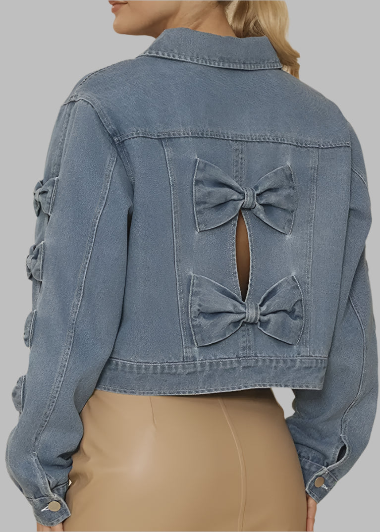 Cropped Bow Denim Jacket