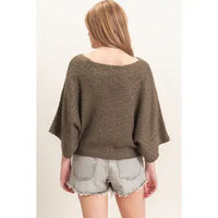 Ribbed Boat Neck Sweater