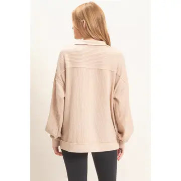 Ribbed Knit Half-zip Pullover